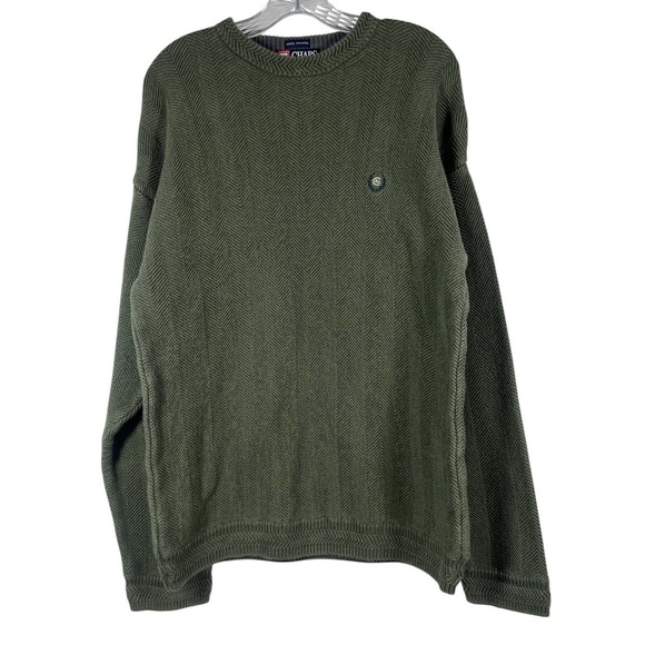 Ralph Lauren Other - Vtg 90s Sz M Mens Chaps Ralph Lauren Sweater Herringbone Knit Green Chunky Heavy